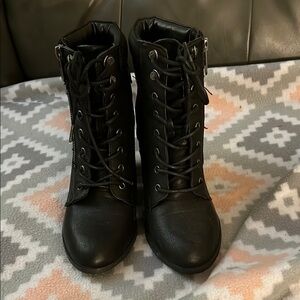 Women's Black Lace-Up Boots